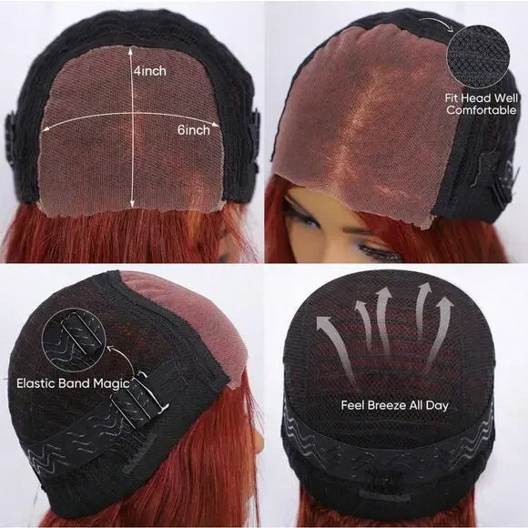 18 inch red brown number 33 body wave pre.Cut preplucked glueless lace front wig - Picture 13 of 13